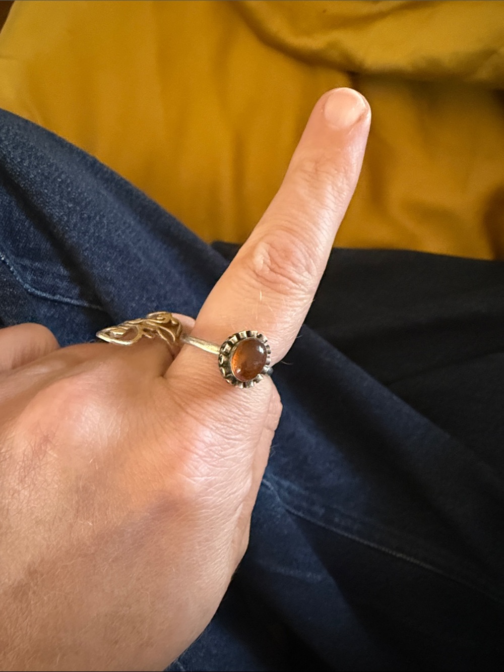 Real amber sterling silver ring size 8